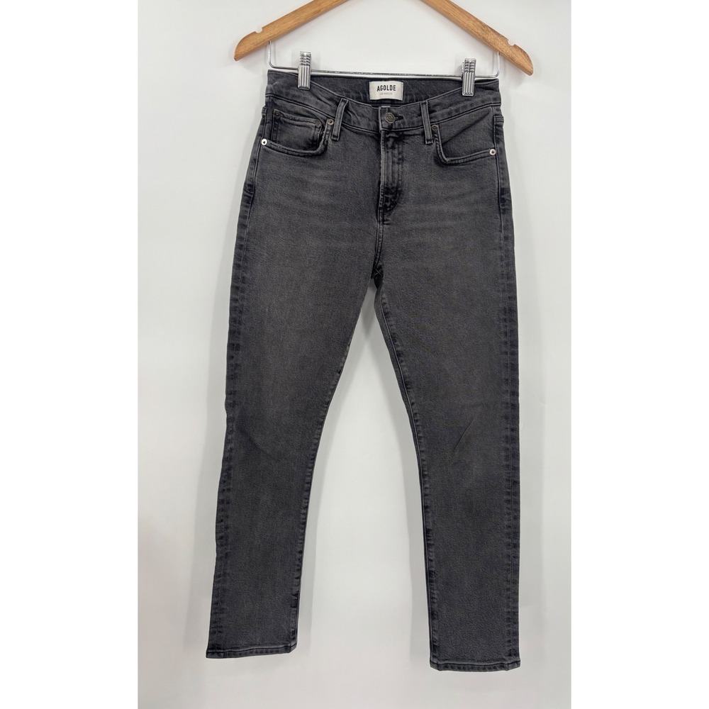 Agolde Toni Slim Jeans Womens 25 Black High Rise Organic‎ Cotton Denim A133-1286